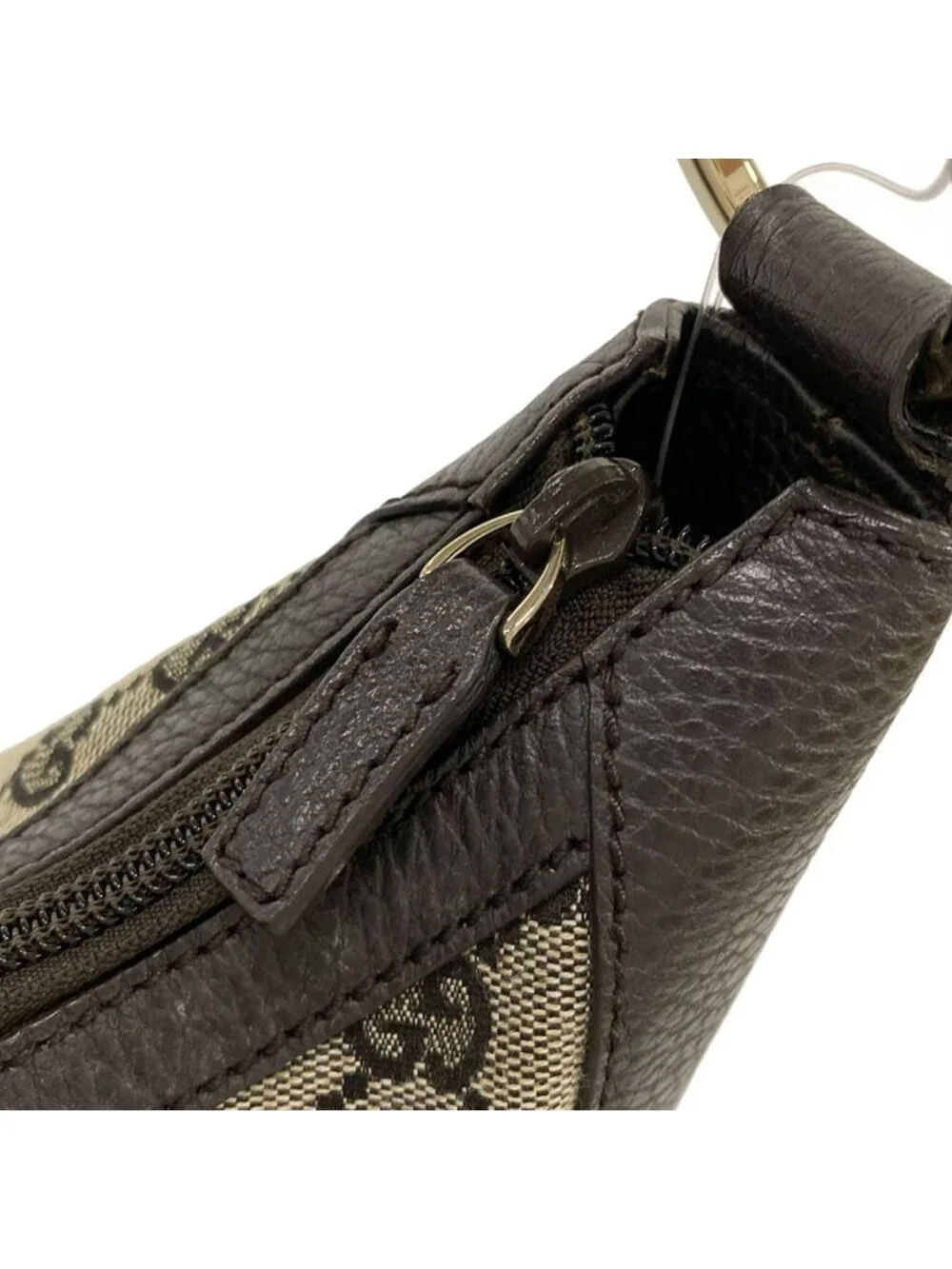 Gucci Shoulder Bag GG Pattern Dark Brown Beige Leather - Picture 11 of 15
